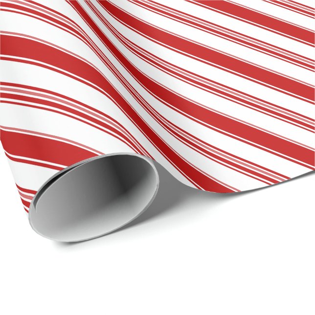 Red & White Candy cane Rand (stor ) Presentpapper (Rullad Hörn)