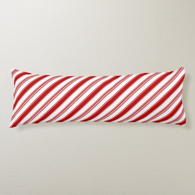 Red & White Candy Rand (stor ) Kroppskudde (Framsidan)