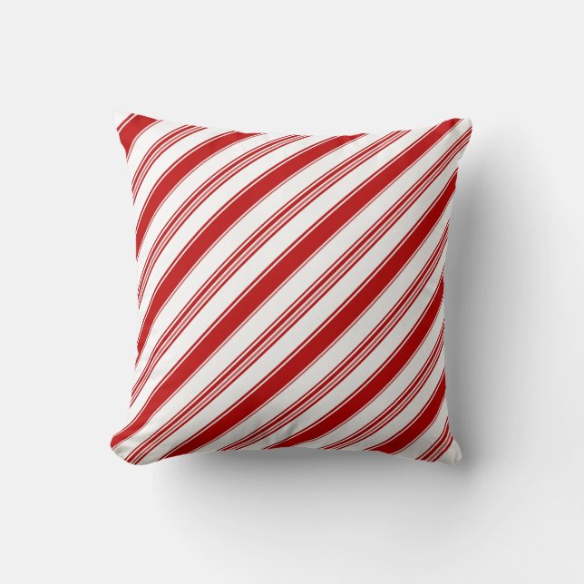 Red & White Candy Rand (stor ) Kudde (Framsida)