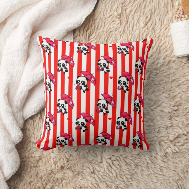 Red White Candy Stripe Kudde (Filt)