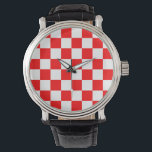 Red White Checkated Mönster Armbandsur<br><div class="desc">Utformning av rutorna Mönster vid röd och vit kontroll</div>
