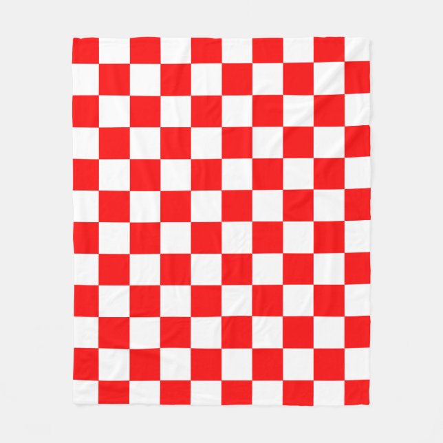 Red White Checkated Mönster Fleecefilt (Framsidan)