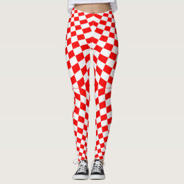 Red White Checkated Mönster Leggings