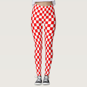 Red White Checkated Mönster Leggings