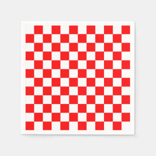 Red White Checkated Mönster Pappersservett