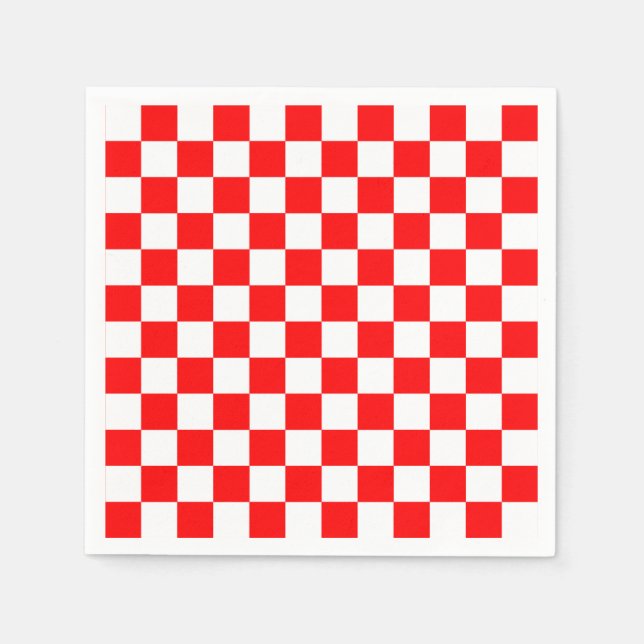 Red White Checkated Mönster Pappersservett (Framsidan)