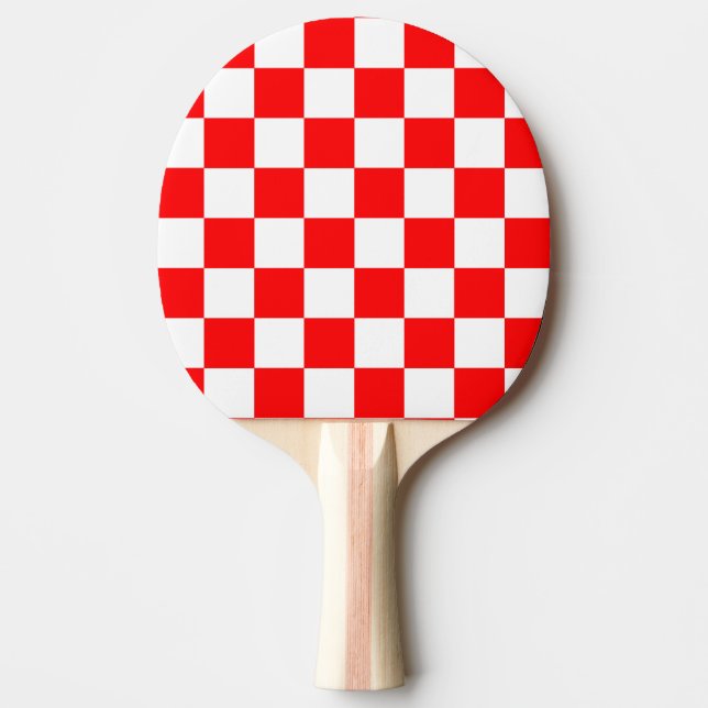 Red White Checkated Mönster Pingisracket (Framsidan)