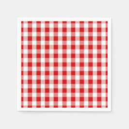 Red & White Checks Gingham Play- Land Rustic Pappersservett