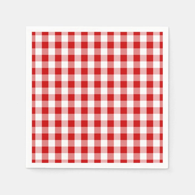Red & White Checks Gingham Play- Land Rustic Pappersservett (Framsidan)
