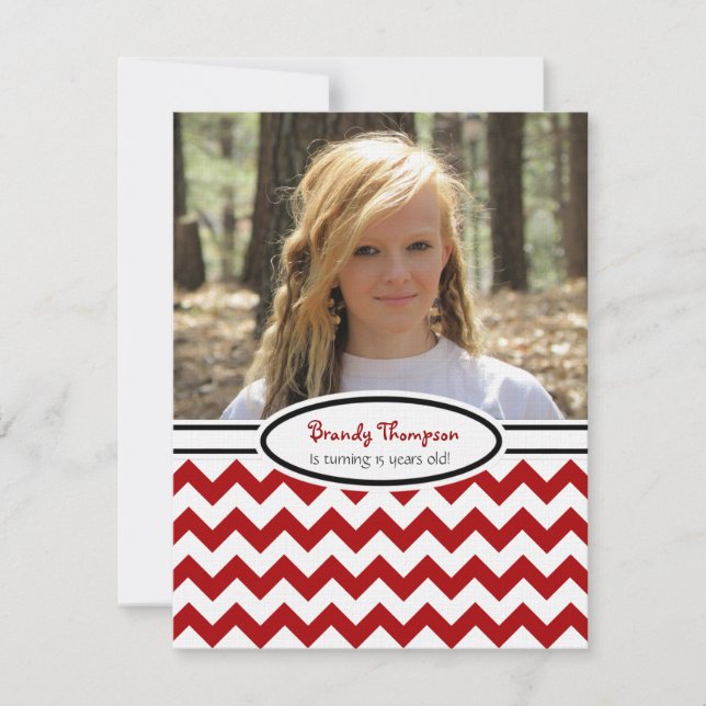 Red & White Chevron: Bild:Partiinbjudan Inbjudningar (Framsida)