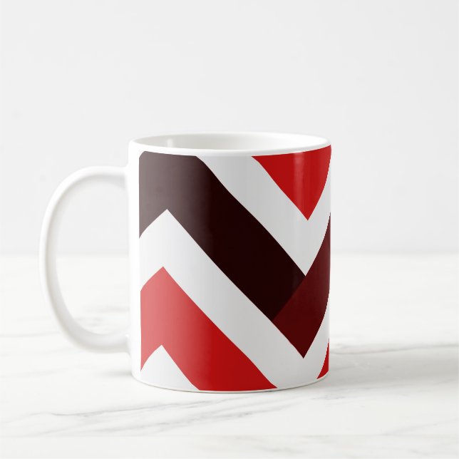 Red White Chevron Geometric Pattern Kaffemugg (Vänster)