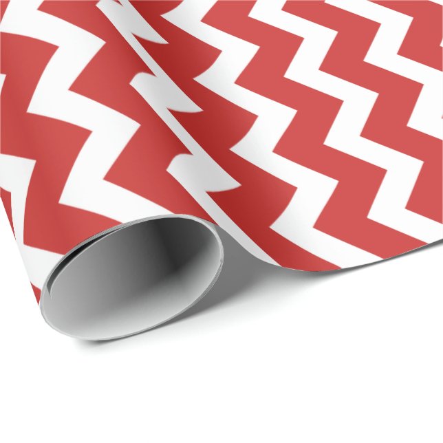 Red & White Chevron mönster Wrapping Papper Presentpapper (Rullad Hörn)