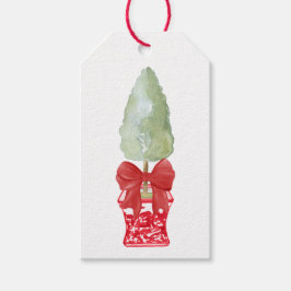 Red & White Chinoiserie Topiary Helgdag Presentetikett