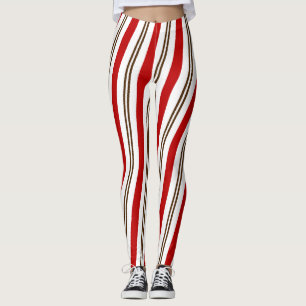 Red White & Chocolate Candy cane Rand jul Leggings