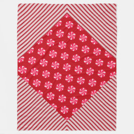 RED & WHITE CHRISTMAS CANDIES AND DIAGONAL RAND FLEECEFILT