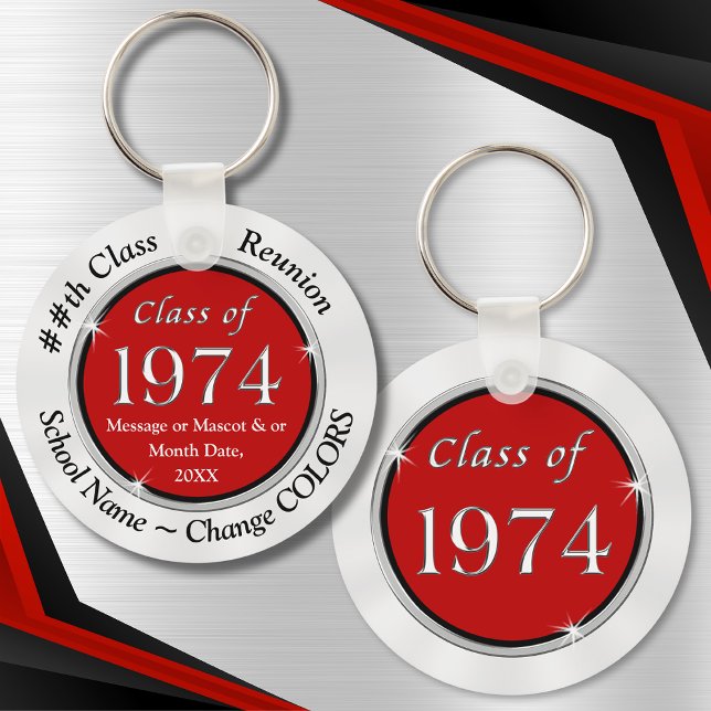 Red, White, Class of 1974 Reunion Ideas, 50 Years Nyckelring (Class of 1974 ideas. 50th Class Reunion Gifts. Class of 1974. 50 year class reunion. 1974 reunion.)