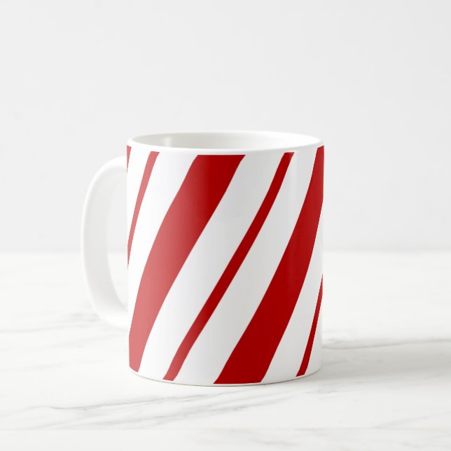 Red & White Classic Candy cane Rand jul Kaffemugg (Framsida vänster)