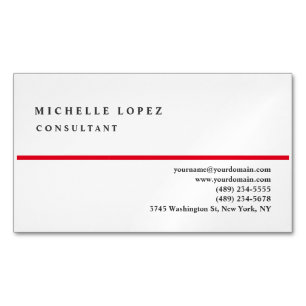 Red White Classic Elegant Plain Professionell Magnetiska Visitkort