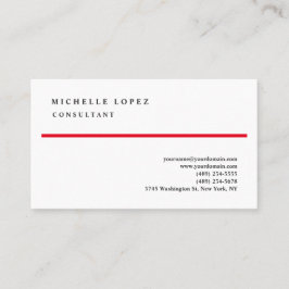 Red White Classic Elegant Plain Professionell Visitkort