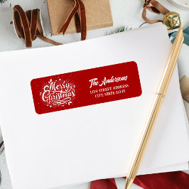 Red & White Classic God jul Personlig Returadress Etikett
