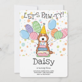 Red White Cockapoo Cavapoo Hund Födelsedagsfest Inbjudningar