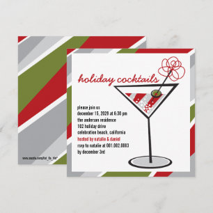 Red White Cocktail Martini Julfest Inbjudan