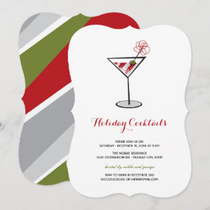 Red White Cocktail Martini Modern Julfest Inbjudningar