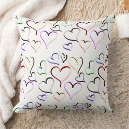 Red White Colorful Rainbow Hearts Kudde