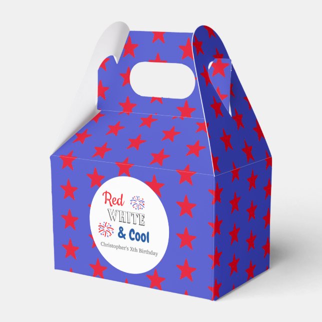 Red White & Coola 4:e juli-födelsedagen Presentaskar (Framsidan Sidan)