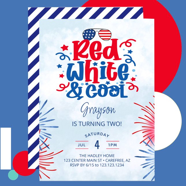 Red White & Coola Födelsedagsfest Inbjudningar (Skapare uppladdad)