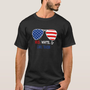 Red White Coola Killen Us Flagga Sunglasses Roligt T Shirt