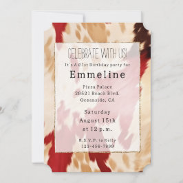 Red White Cream Western Cowhide Cowgirl Inbjudningar