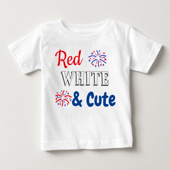 Red White & Cute 4:e juli T Shirt (Framsida)