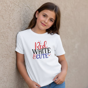 Red White Cute 4:e juli T-Shirt för barn
