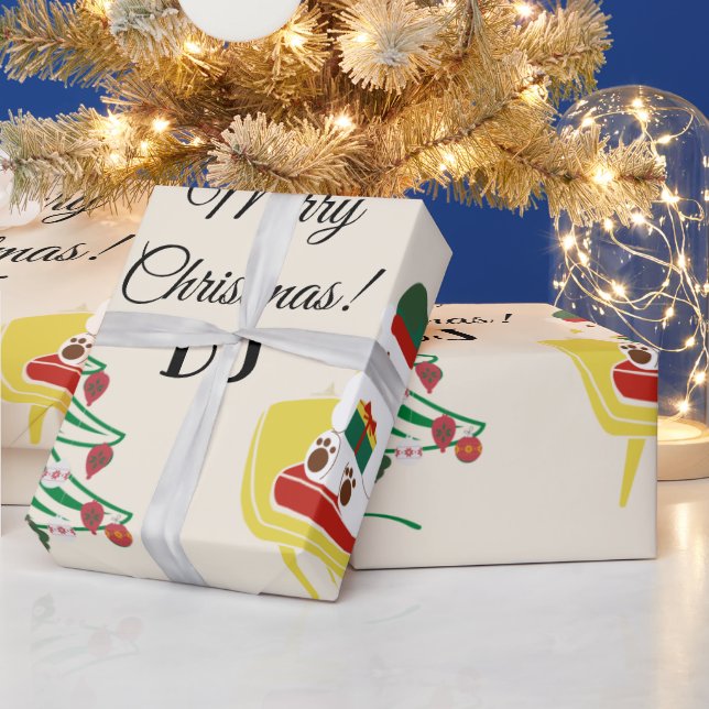 Red White Cute Bear Träd Stars God jul Presentpapper (Helgdagar)