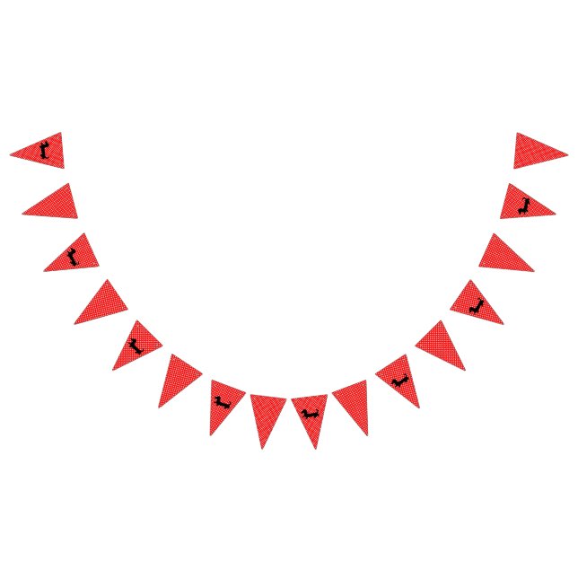 Red & White Dachshund Bunting Party Banner Vimplar (Alla)