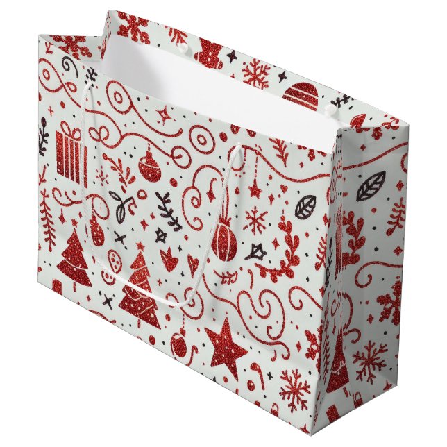 Red White Decorative Helgdag Gift Bag (Framsidan Vinklad)