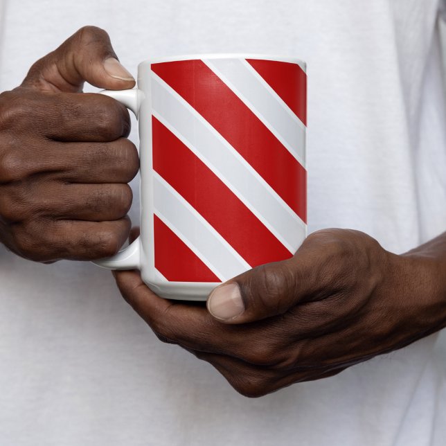Red White Diagonal Rand Två-Tonad Mugg (mugs and cups)