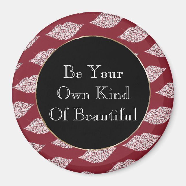 Red White Diamond Läppar Magnet (Framsidan)