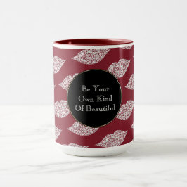 Red White Diamond Läppar Mugg