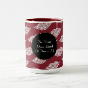 Red White Diamond Läppar Mugg