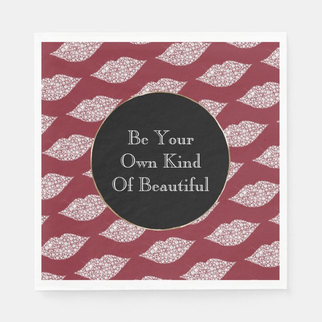 Red White Diamond Läppar Pappersservett (Framsidan)