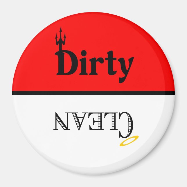 Red/White Dirty/Clean Dishwasher Magnet (Framsidan)