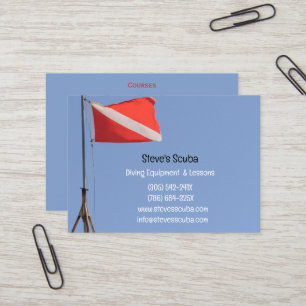 Red & White Diving Instructor Snorkeling Scuba Visitkort