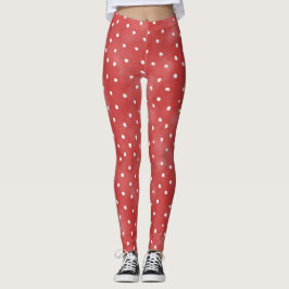 Red White Dots Leggings