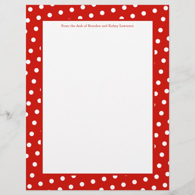 Red & White Dots Stationery med / Namnteckning Tex (Framsida)