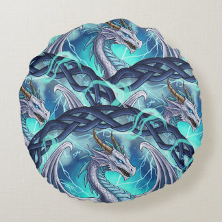 Red white Dragon pillow Rund Kudde
