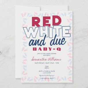 Red White & due BABY-Q BBQ 4:e juli Baby Shower Inbjudningar