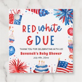 Red, White & Due Gender Neutral Baby Shower Gåvor Etiketter