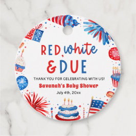 Red, White & Due Gender Neutral Baby Shower Gåvor Etiketter